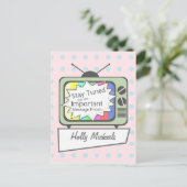 Retro-Briefkaart: Blijf afgestemd....Groene tv-set Briefkaart (Staand voorkant)