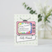 Retro-Briefkaart: Blijf afgestemd...Pink TV Set Briefkaart (Staand voorkant)