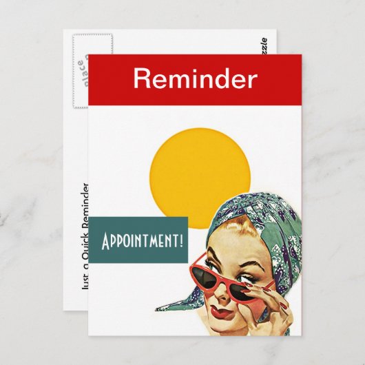 Retro Briefkaart Business Lady Appointherinnering  (Voorkant / Achterkant)
