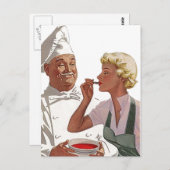 Retro  Briefkaart Chef Cooking Cook Probeer Soup (Voorkant / Achterkant)