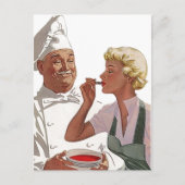 Retro  Briefkaart Chef Cooking Cook Probeer Soup (Voorkant)