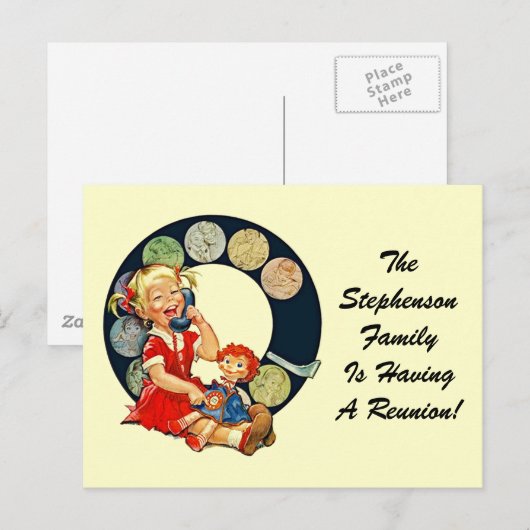 Retro Briefkaart familiereünie blijft in contact (Voorkant / Achterkant)