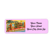 Retro Briefkaart Florida Retourlabel Etiket (Voorkant)