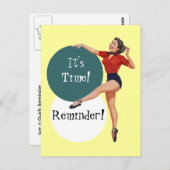 Retro Briefkaart Happy Lady Appointherinnering PC (Voorkant / Achterkant)