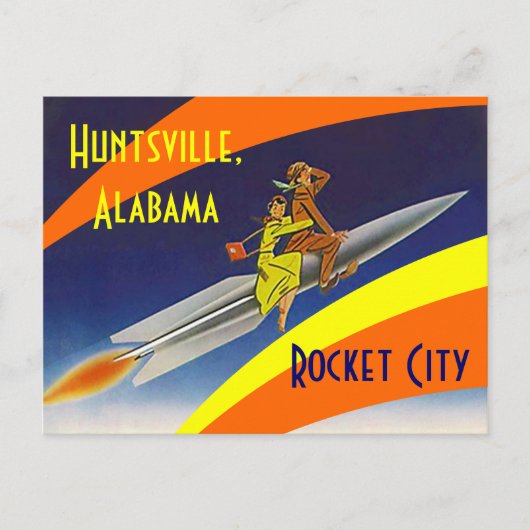 Retro Briefkaart Huntsville Alabama Rocket City AL (Voorkant)