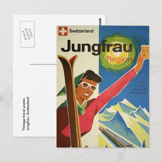  retro-briefkaart Jugfrau Zwitserland Briefkaart (Voorkant / Achterkant)