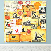 Retro Briefkaart Mix Canvas Afdruk (Insitu (Houten vloer))