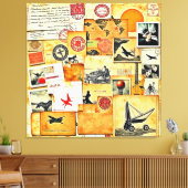 Retro Briefkaart Mix Canvas Afdruk (Insitu (Woonkamer))