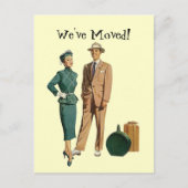 Retro Briefkaart  paar kondigt aan dat we verhuisd (Voorkant)