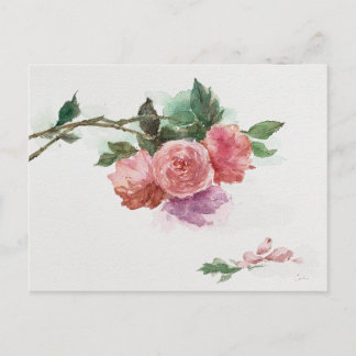 Retro Briefkaart Rozen Bloemen Kunstwerk Kaart