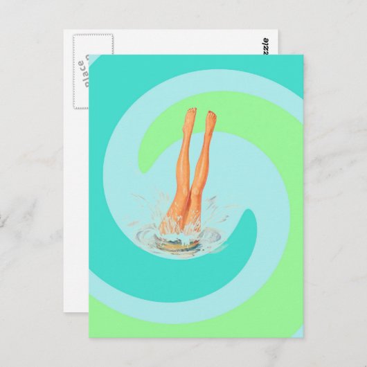 Retro  Briefkaart Seafoam Surf Waves Dive (Voorkant / Achterkant)