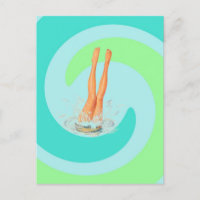 Retro Briefkaart Seafoam Surf Waves Dive