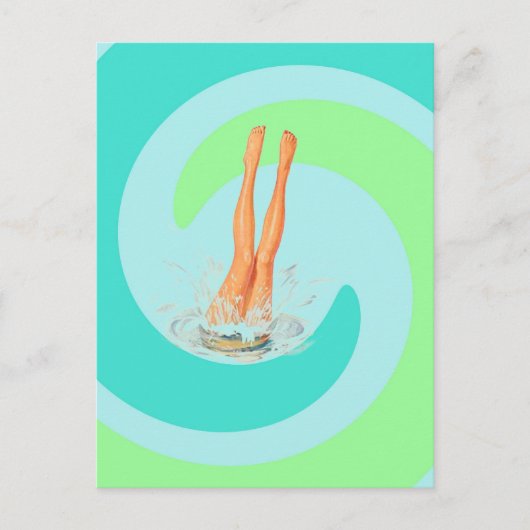 Retro  Briefkaart Seafoam Surf Waves Dive (Voorkant)