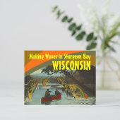 Retro Briefkaart Sturgeon Bay Wisconsin Exaggerati (Staand voorkant)