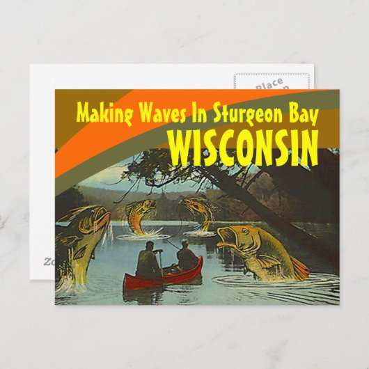 Retro Briefkaart Sturgeon Bay Wisconsin Exaggerati (Voorkant / Achterkant)