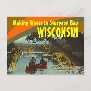 Retro Briefkaart Sturgeon Bay Wisconsin Exaggerati
