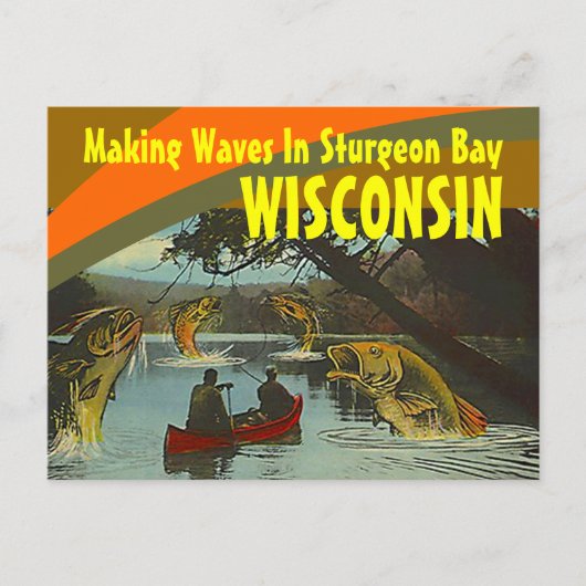 Retro Briefkaart Sturgeon Bay Wisconsin Exaggerati (Voorkant)
