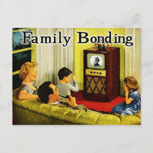 Retro Briefkaart van de Familie van TV (Familie