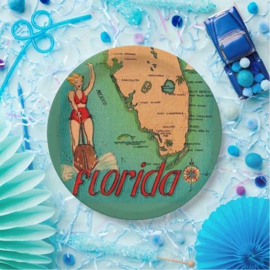 Retro Briefkaart van Florida Papieren Bordje (Feest)