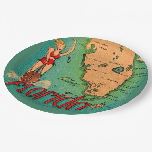 Retro Briefkaart van Florida Papieren Bordje (Gekanteld)