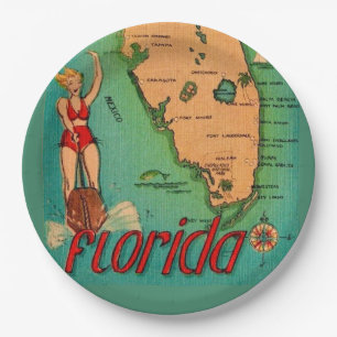 Retro Briefkaart van Florida Papieren Bordje