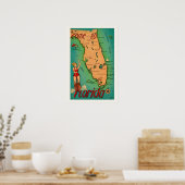 Retro Briefkaart van Florida Print (Keuken)