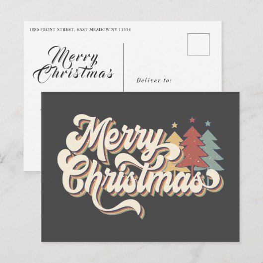 Retro  Briefkaart voor kerstfeestjes (Voorkant / Achterkant)