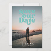 Retro brieven Bewaar onze datum fotokaart Feestdagenkaart (Voorkant)