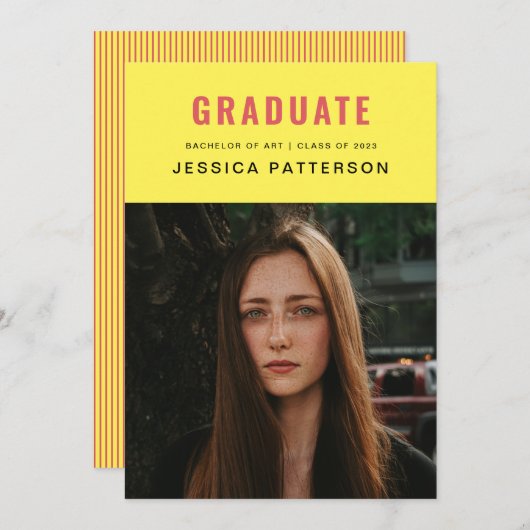 Retro Bright Afstuderen Aankondiging (Voorkant / Achterkant)