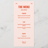 Retro Bright & Bold Peach Wedding Menu (Voorkant)