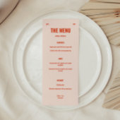 Retro Bright & Bold Peach Wedding Menu