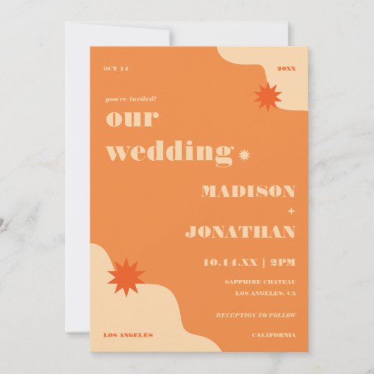 Retro Bright & Bold Summer Wedding Kaart (Voorkant)
