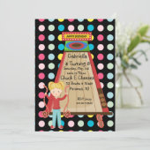 Retro, Bright, en Polka Dot Arcade Uitnodiging (Staand voorkant)