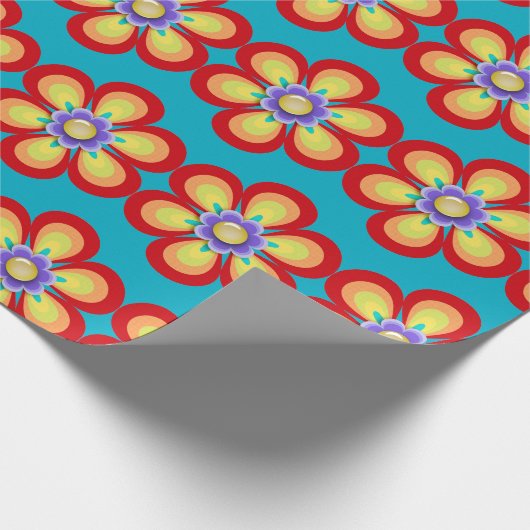 Retro Bright Flower Cadeaupapier (Hoek)