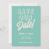 Retro Bright Funky Bold Modern Boho Unieke Bruilof Save The Date (Voorkant)