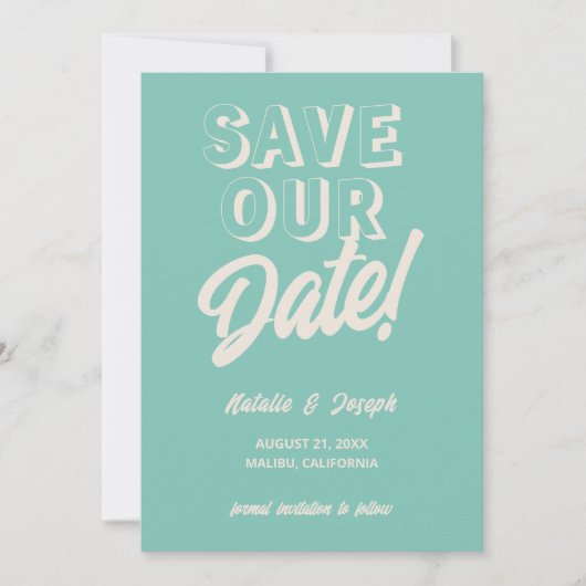 Retro Bright Funky Bold Modern Boho Unieke Bruilof Save The Date (Voorkant)