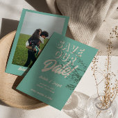 Retro Bright Funky Bold Modern Boho Unieke Bruilof Save The Date