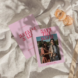 Retro Bright Funky Bold Moderne Foto Bruiloft Save The Date