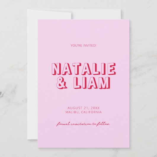 Retro Bright Funky Bold Moderne Foto Bruiloft Save The Date (Achterkant)