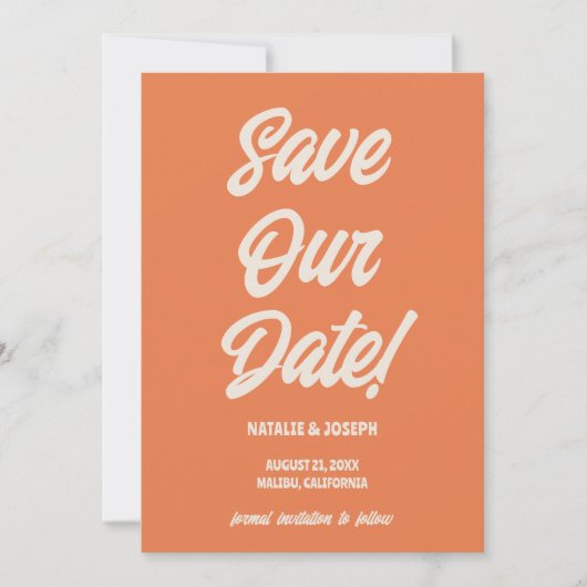 Retro Bright Funky Bold Moderne Unieke Bruiloft Save The Date (Voorkant)