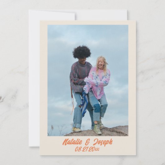 Retro Bright Funky Bold Moderne Unieke Bruiloft Save The Date (Achterkant)