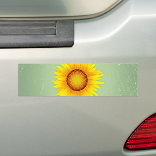  Retro Bright Gele Zonnebloem/Mint Groen Bumpersticker (Op auto)