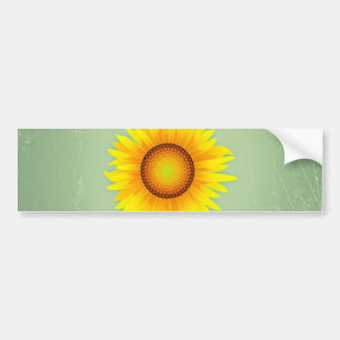  Retro Bright Gele Zonnebloem/Mint Groen Bumpersticker