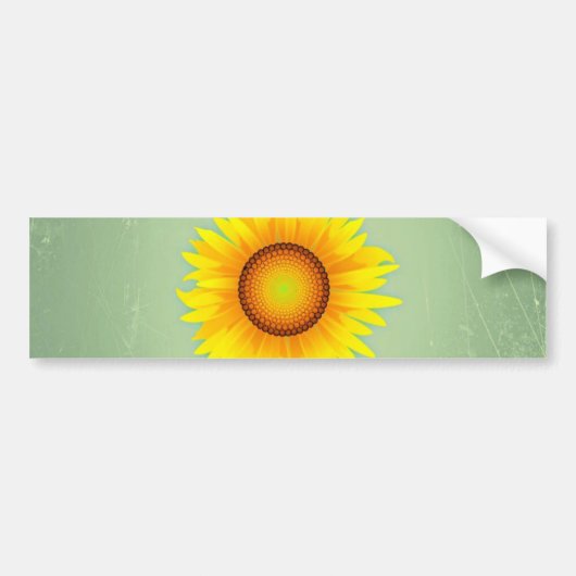  Retro Bright Gele Zonnebloem/Mint Groen Bumpersticker (Voorkant)