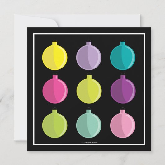 Retro Bright Ornaments Colorful Holiday Party Kaart (Voorkant)