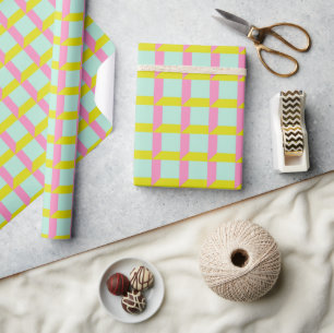 Retro Bright Pastel Geometrisch Op Art Patroon Cadeaupapier