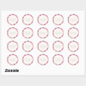 Retro Bright Pink Fun Waterverf Floral Wedding Ronde Sticker (Vel)
