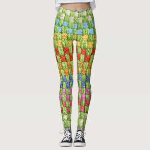 Retro Bright Potholder Weave Leggings