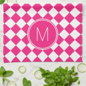 Retro Bright Roze en Witte Gecontroleerde Controle Theedoek (Gevouwen)