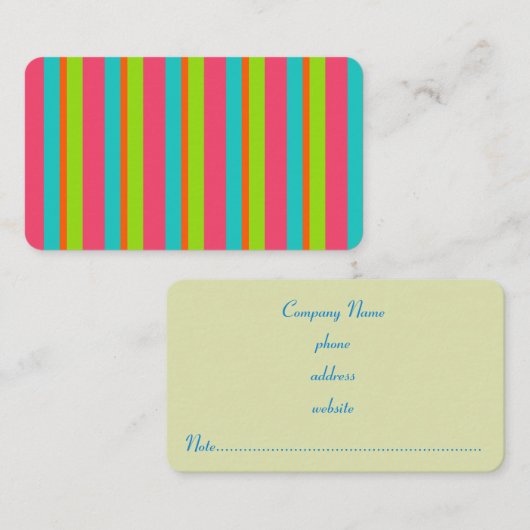 Retro Bright Stripes Business Card Visitekaartje (Voorkant / Achterkant)